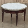 19th Century French Louis XVI Mahogany Marble Top Bouillotte Table