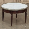 19th Century French Louis XVI Mahogany Marble Top Bouillotte Table