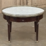19th Century French Louis XVI Mahogany Marble Top Bouillotte Table
