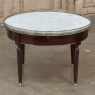 19th Century French Louis XVI Mahogany Marble Top Bouillotte Table
