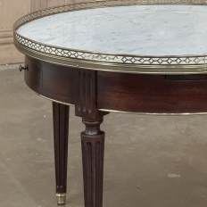 19th Century French Louis XVI Mahogany Marble Top Bouillotte Table