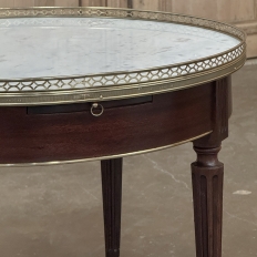 19th Century French Louis XVI Mahogany Marble Top Bouillotte Table