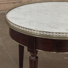 19th Century French Louis XVI Mahogany Marble Top Bouillotte Table