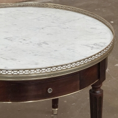19th Century French Louis XVI Mahogany Marble Top Bouillotte Table