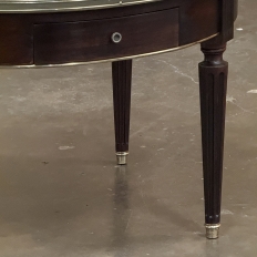 19th Century French Louis XVI Mahogany Marble Top Bouillotte Table