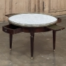 19th Century French Louis XVI Mahogany Marble Top Bouillotte Table