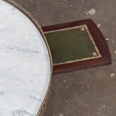 19th Century French Louis XVI Mahogany Marble Top Bouillotte Table
