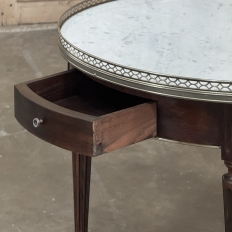 19th Century French Louis XVI Mahogany Marble Top Bouillotte Table