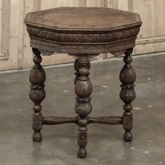 Antique French Renaissance Octagonal Carved End Table