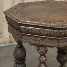 Antique French Renaissance Octagonal Carved End Table