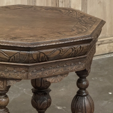 Antique French Renaissance Octagonal Carved End Table