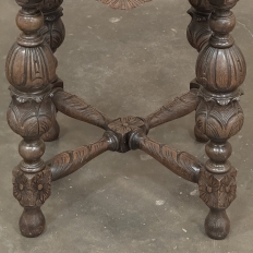 Antique French Renaissance Octagonal Carved End Table