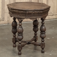 Antique French Renaissance Octagonal Carved End Table
