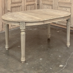 Antique French Louis XVI Oval Dining Table in Stripped Oak