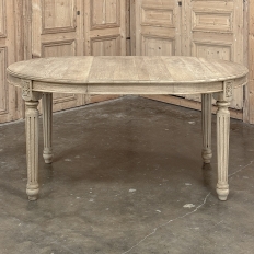 Antique French Louis XVI Oval Dining Table in Stripped Oak