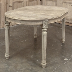 Antique French Louis XVI Oval Dining Table in Stripped Oak