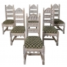 Set of 6 Antique Rustic Gothic Stripped Dining Chairs