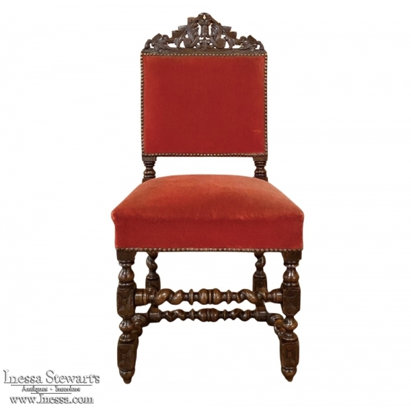 19th Century Renaissance Walnut Barley Twist Side Chair