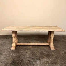 Antique Rustic Country French Trestle Table with Columns