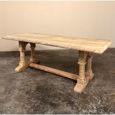 Antique Rustic Country French Trestle Table with Columns