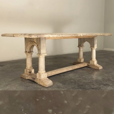 Antique Rustic Country French Trestle Table with Columns