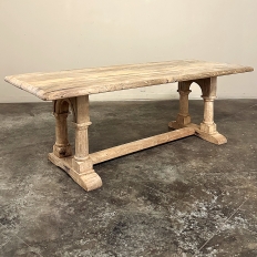 Antique Rustic Country French Trestle Table with Columns