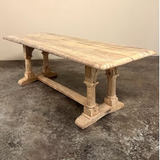 Antique Rustic Country French Trestle Table with Columns