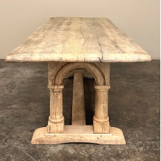 Antique Rustic Country French Trestle Table with Columns