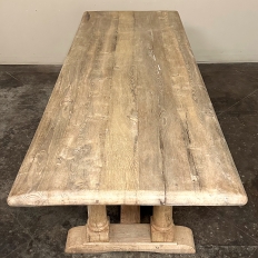 Antique Rustic Country French Trestle Table with Columns