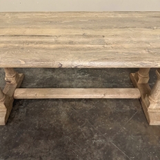 Antique Rustic Country French Trestle Table with Columns