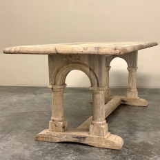 Antique Rustic Country French Trestle Table with Columns