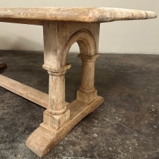 Antique Rustic Country French Trestle Table with Columns