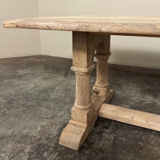 Antique Rustic Country French Trestle Table with Columns