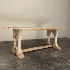 Antique Rustic Country French Trestle Table with Columns