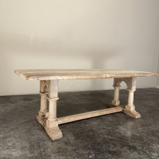 Antique Rustic Country French Trestle Table with Columns