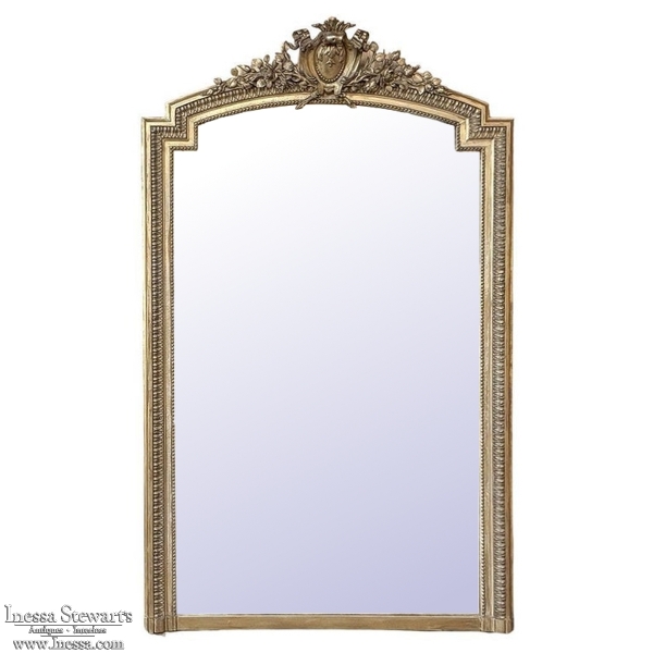 19th Century French Louis XVI Gilded Mantel Mirror