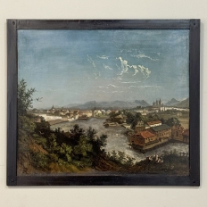 18th Century Framed Oil Painting on Wood Panel of Wachau, Austria