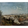 18th Century Framed Oil Painting on Wood Panel of Wachau, Austria