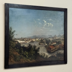 18th Century Framed Oil Painting on Wood Panel of Wachau, Austria