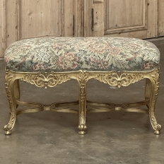 19th Century French Louis XIV Giltwood Vanity Bench with Tapestry