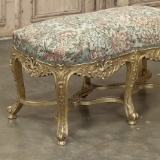 19th Century French Louis XIV Giltwood Vanity Bench with Tapestry