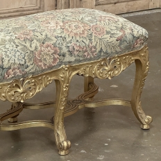 19th Century French Louis XIV Giltwood Vanity Bench with Tapestry