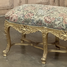 19th Century French Louis XIV Giltwood Vanity Bench with Tapestry