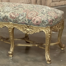 19th Century French Louis XIV Giltwood Vanity Bench with Tapestry