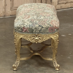 19th Century French Louis XIV Giltwood Vanity Bench with Tapestry