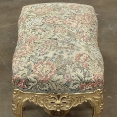 19th Century French Louis XIV Giltwood Vanity Bench with Tapestry