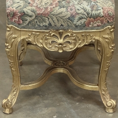 19th Century French Louis XIV Giltwood Vanity Bench with Tapestry