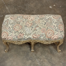 19th Century French Louis XIV Giltwood Vanity Bench with Tapestry
