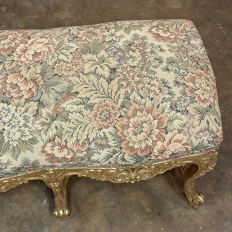 19th Century French Louis XIV Giltwood Vanity Bench with Tapestry