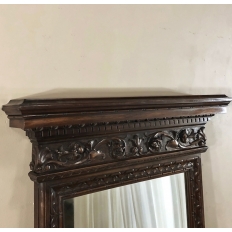 Antique Italian Baroque Solid Walnut Renaissance Mirror